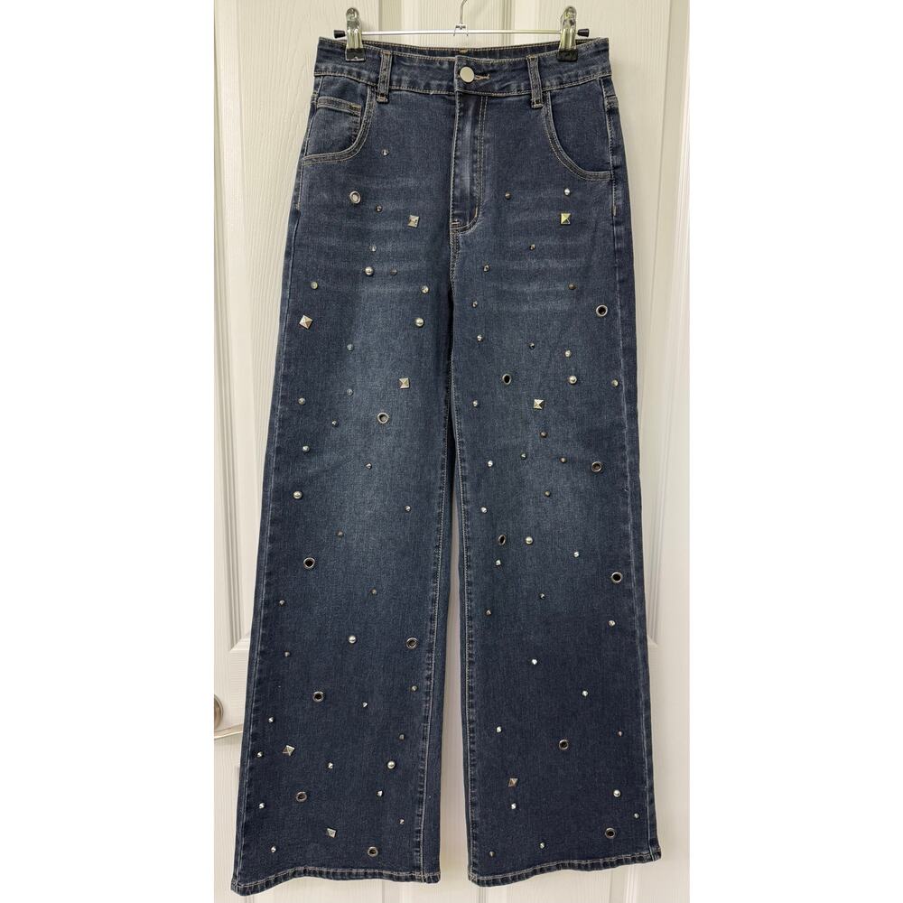 Blueb. Collection Studded Bejeweled dark denim jeans S $62 retail NWT 91606P - Picture 2 of 7